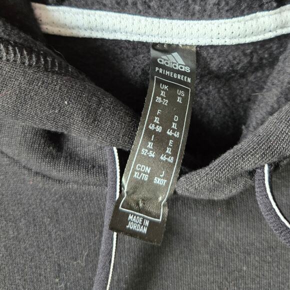 ADIDAS Prime Green Cropped Black with White Stripe Hoodie sz XL - Picture 4 of 6